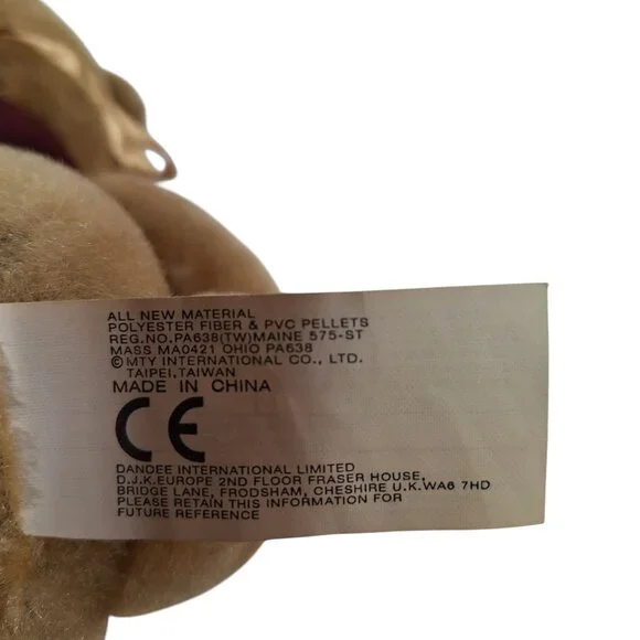 Vintage 2002 Dan Dee Christmas Teddy Bear Maroon Scarf 13 Inch - Picture 4 of 7